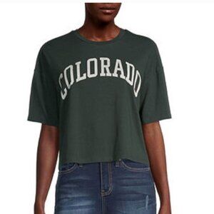 Cut & Paste Dark Green Colorado Crop Short Sleeve Medium